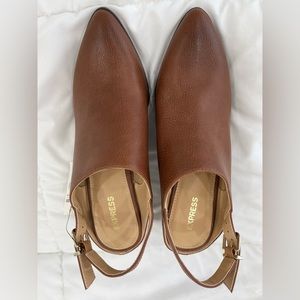Express brown leather pump. New never worn with original tag. 3 in heel. Size 8